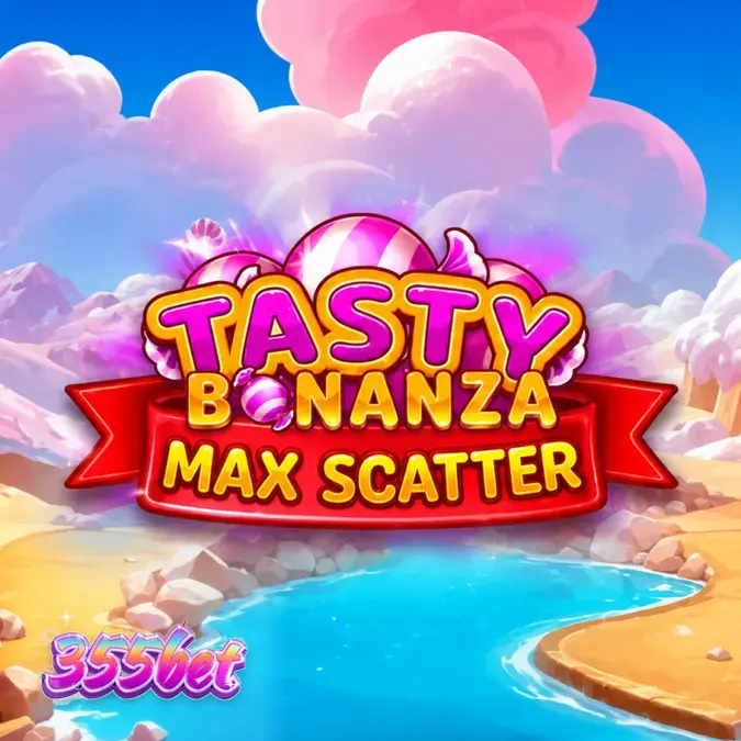 Interface colorida e dinâmica do slot Tasty Bonanza Max Scatter com símbolos de doces.